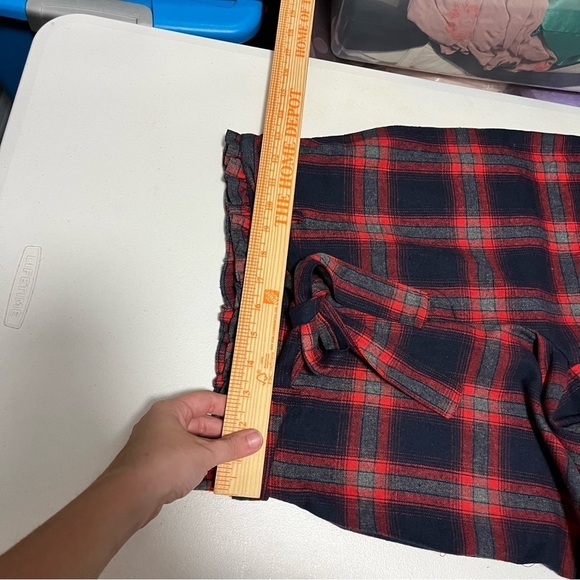 Heartbreak ASOS Plaid Self Tie Pants Red Blue Size 4 T2 - Picture 10 of 10